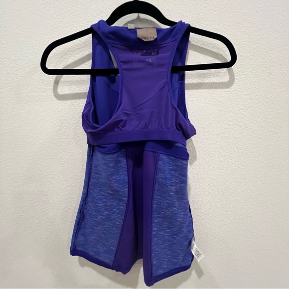 Athleta Tank Top Womens Tall Small Blue Purple Space Dye Racerback Shelf Bra Gym - Picture 7 of 10